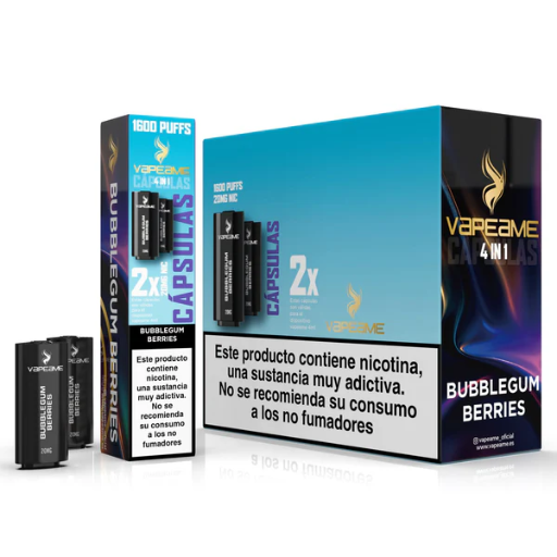 [capvap02] Capsulas 4 en 1 Bubblegum Berries 2% Nicotina